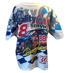 Vintage 1990s Nascar Dale Jarret #88 Robert Yates T-shirt All Over Print